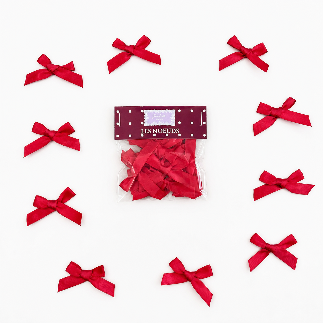 Lot de 10 noeuds rouges