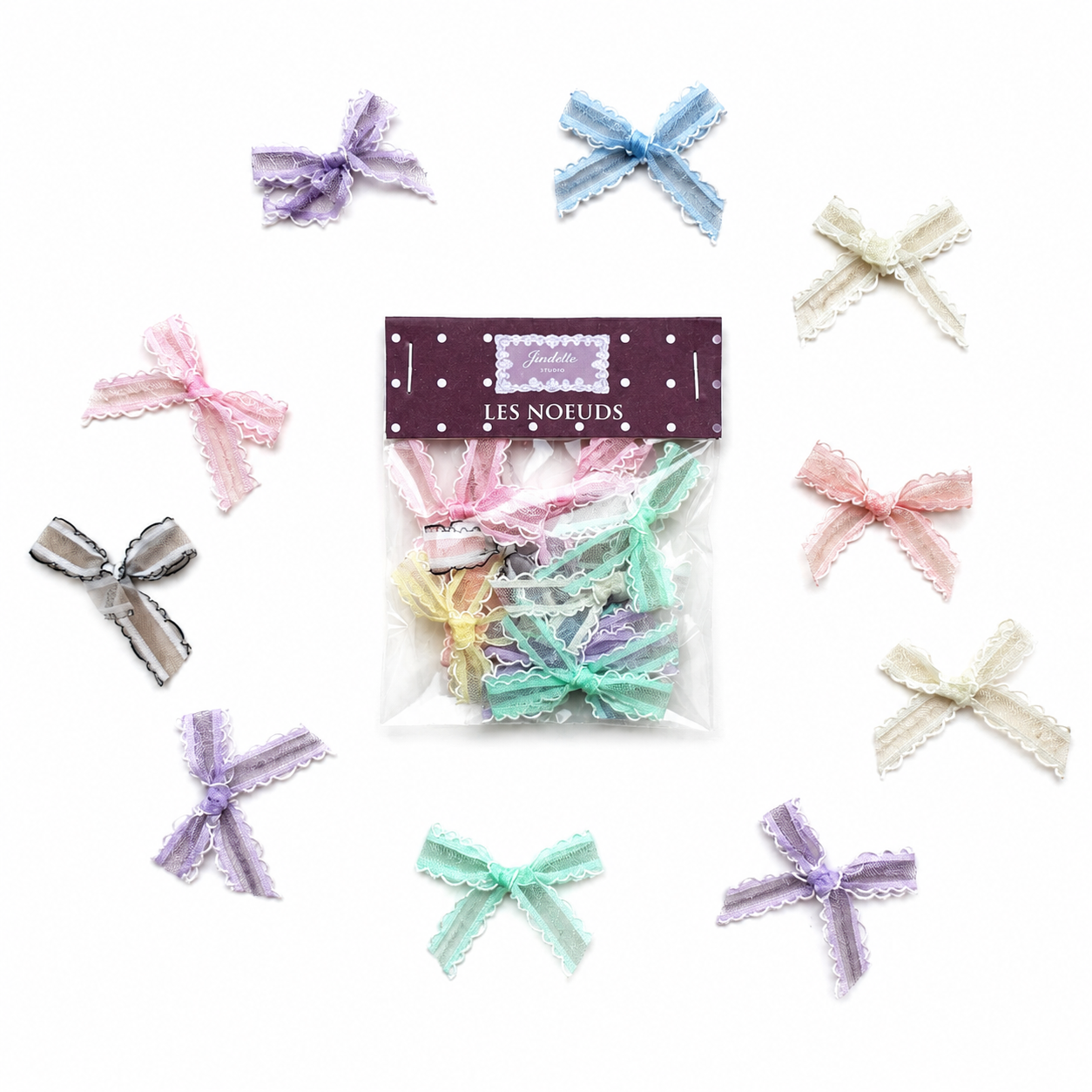Lot de 10 noeuds colorés