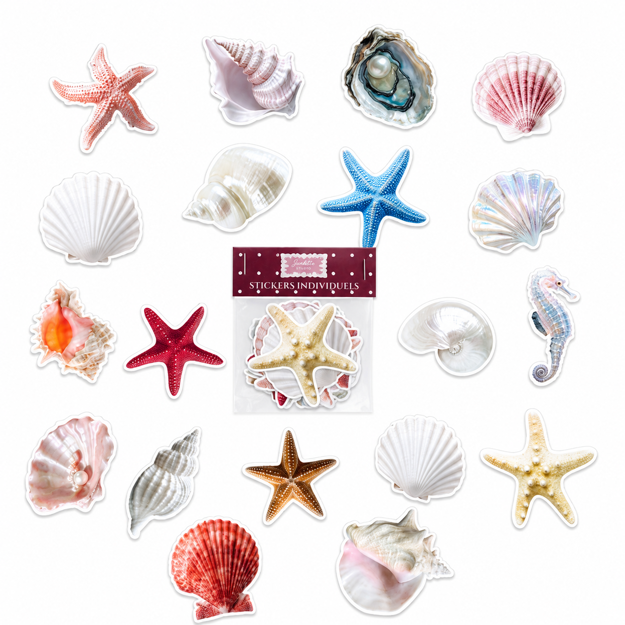 Lot de stickers coquillages