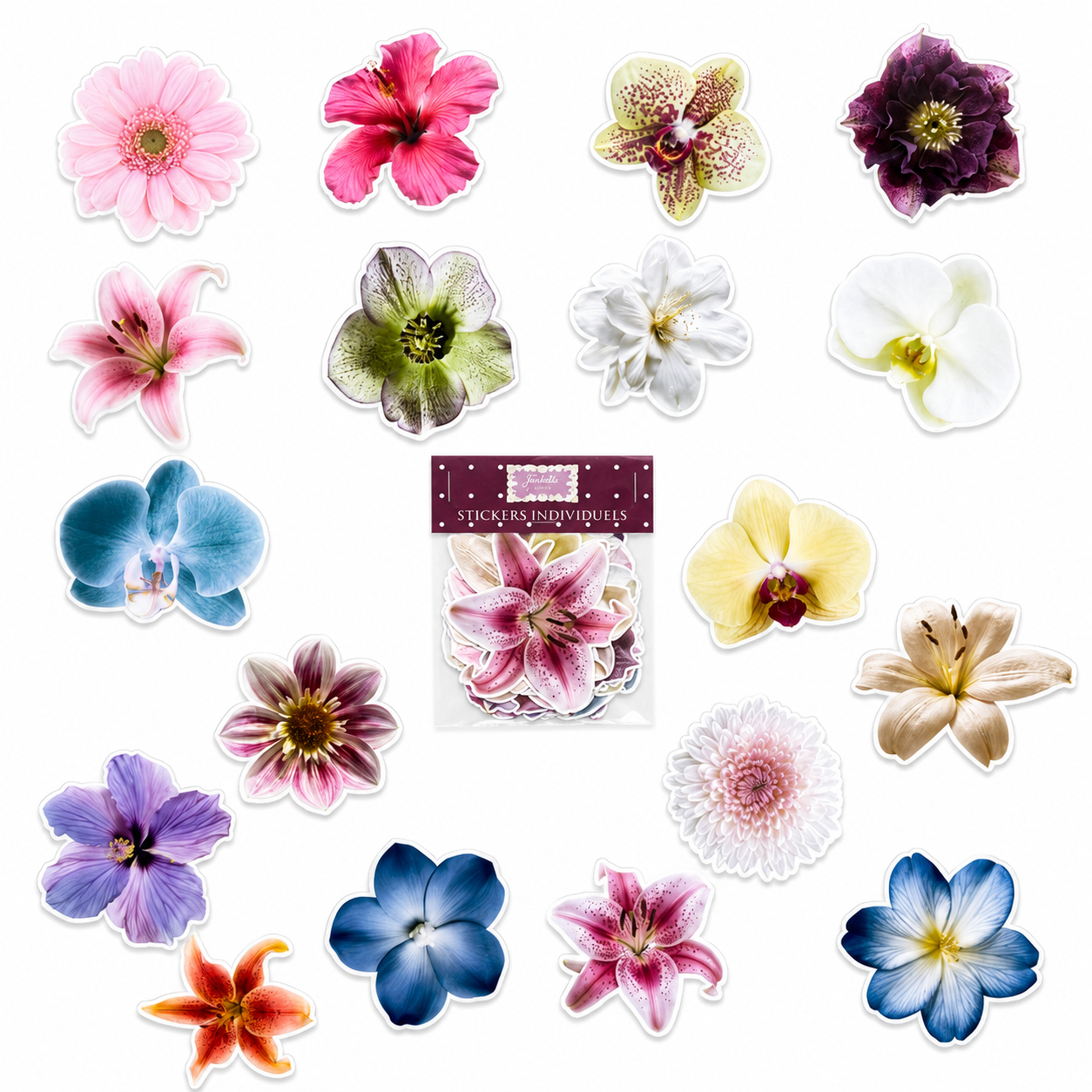 Lot de stickers fleurs